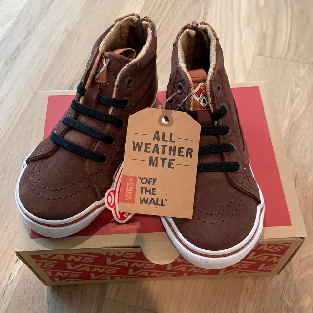Vans SK8 Hi top zip brown suede toddler sz 7.5